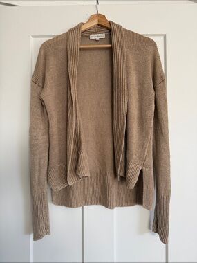White + Warren Open-Front Shawl Collar Cardigan - Taupe cashmere